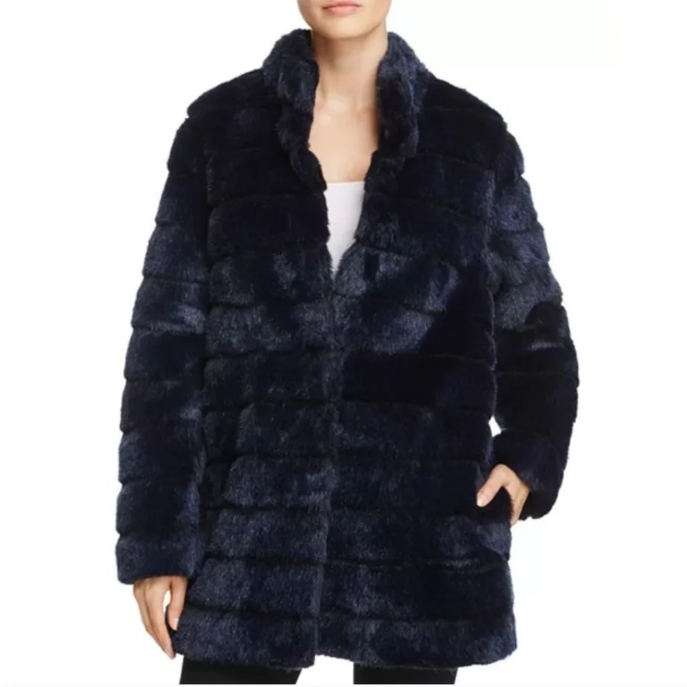 Laundry Shelli Segal Faux Deep Blue Navy Fur - size xs - Picture 2 of 10